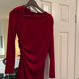 Zara One Shoulder Dress in Vibrant Red